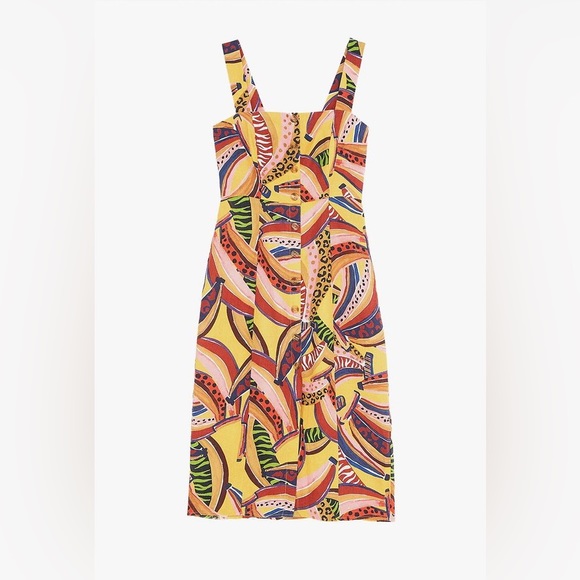 Farm Rio multi banana linen midi dress - Picture 4 of 11